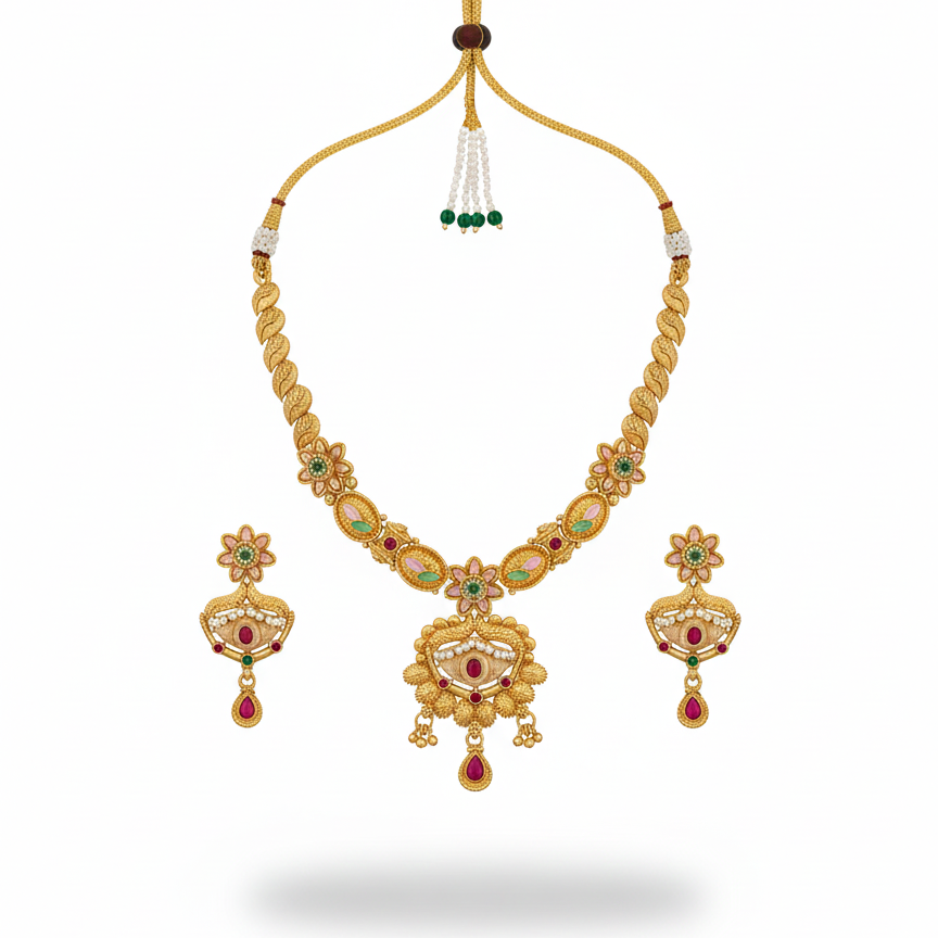 Mahira Ruby-Meena Necklace
