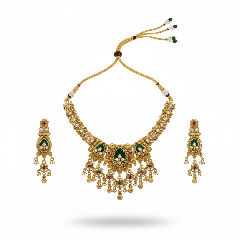 Kanika Antique Green Latkan Set