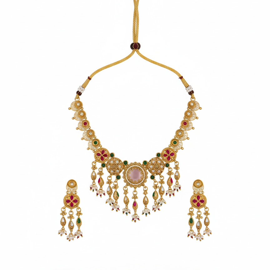 Ruhani Traditional Emerald Necklace