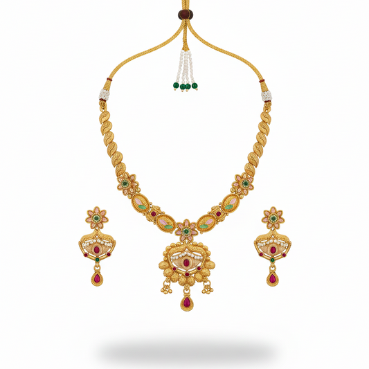 Mahira Ruby-Meena Necklace