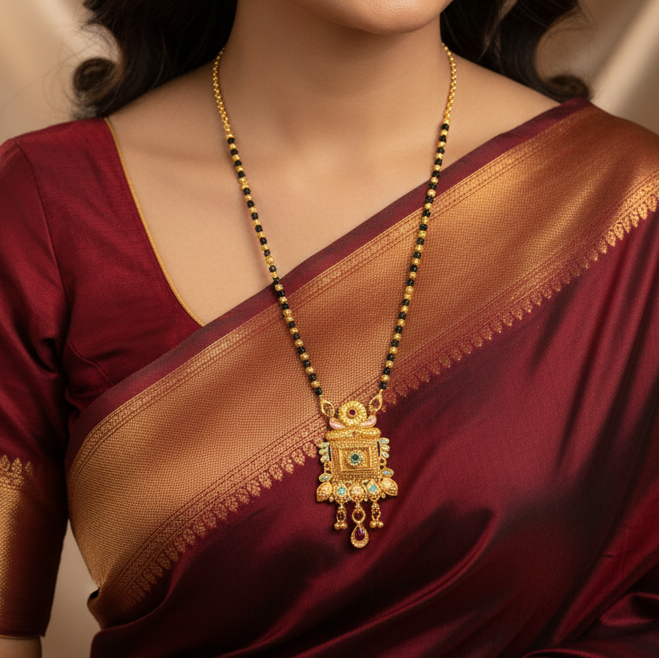 Square Rajwadi Mangal Sutra