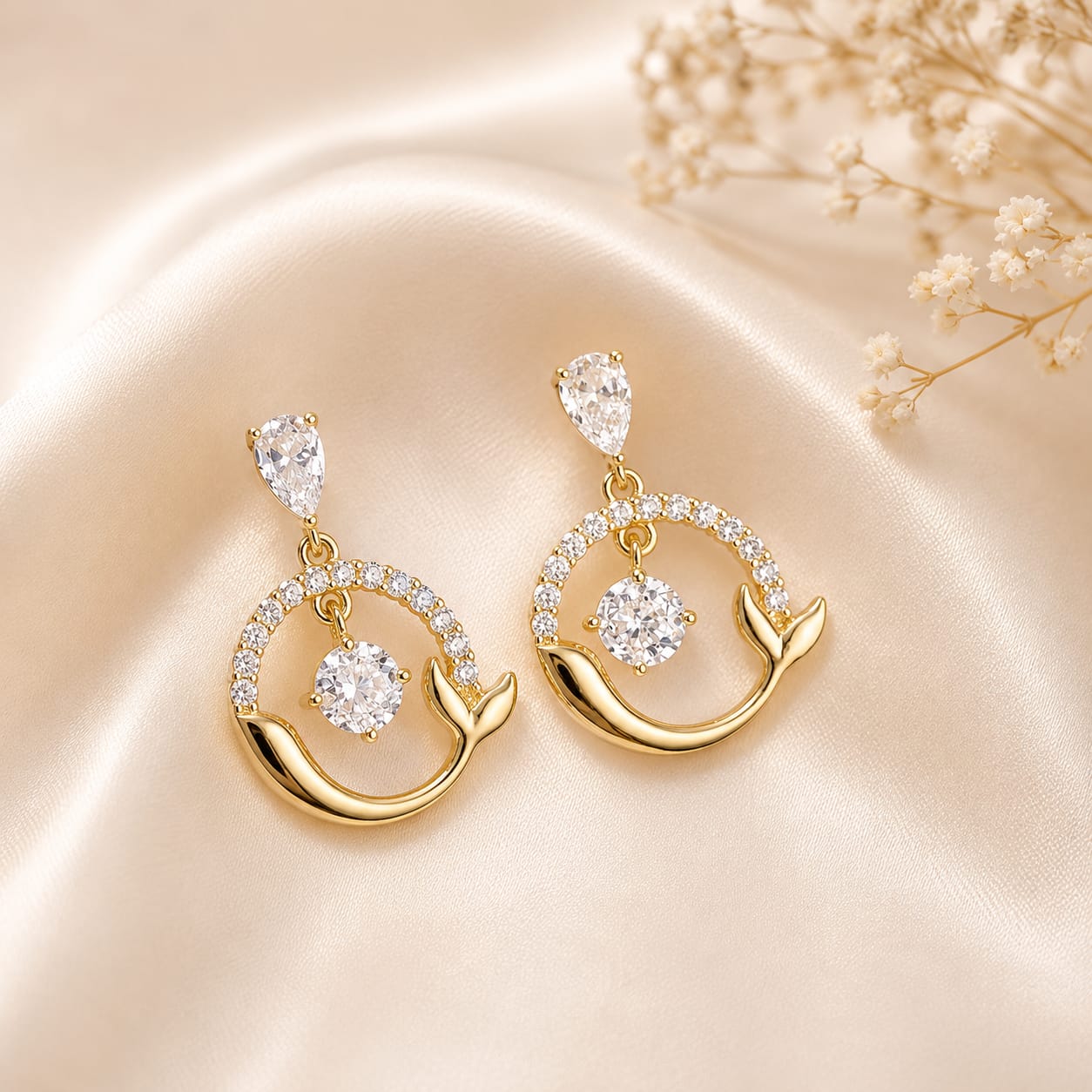 Dolphin Halo Earrings