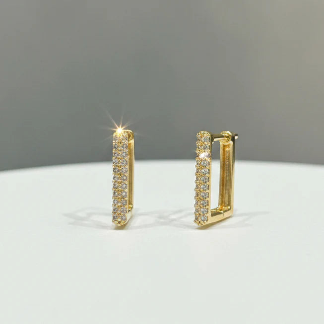Zircon Studded Square Earrings
