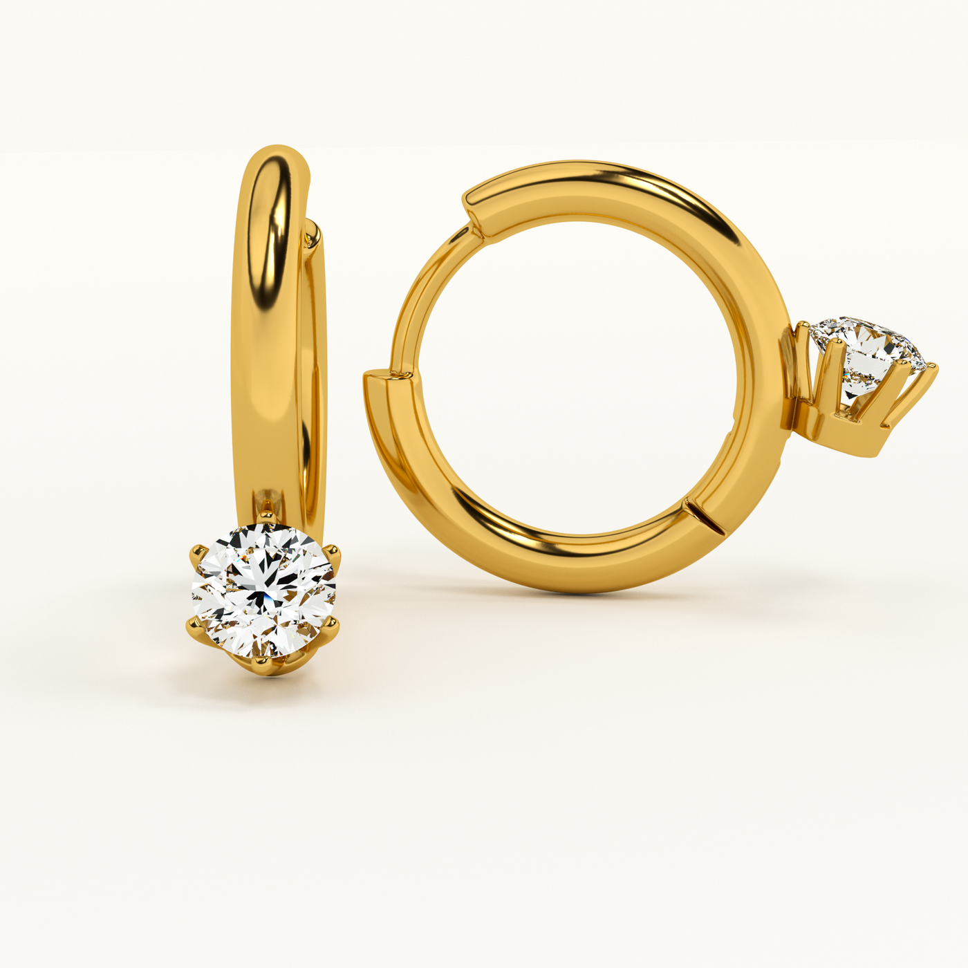 Solitaire Hoop Earrings