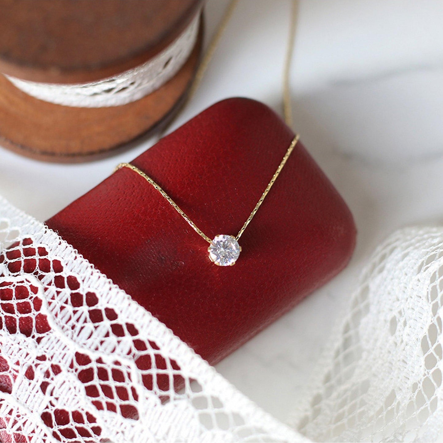 Delicate Diamond Solitaire Necklace