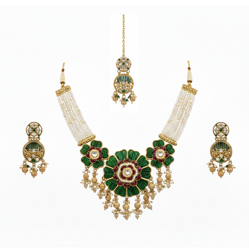 Amrita Antique Floral Necklace Set