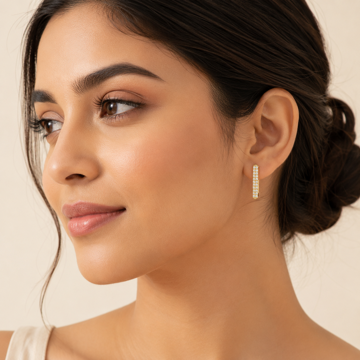 Zircon Studded Square Earrings