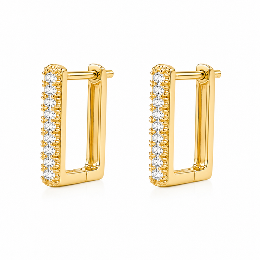 Zircon Studded Square Earrings