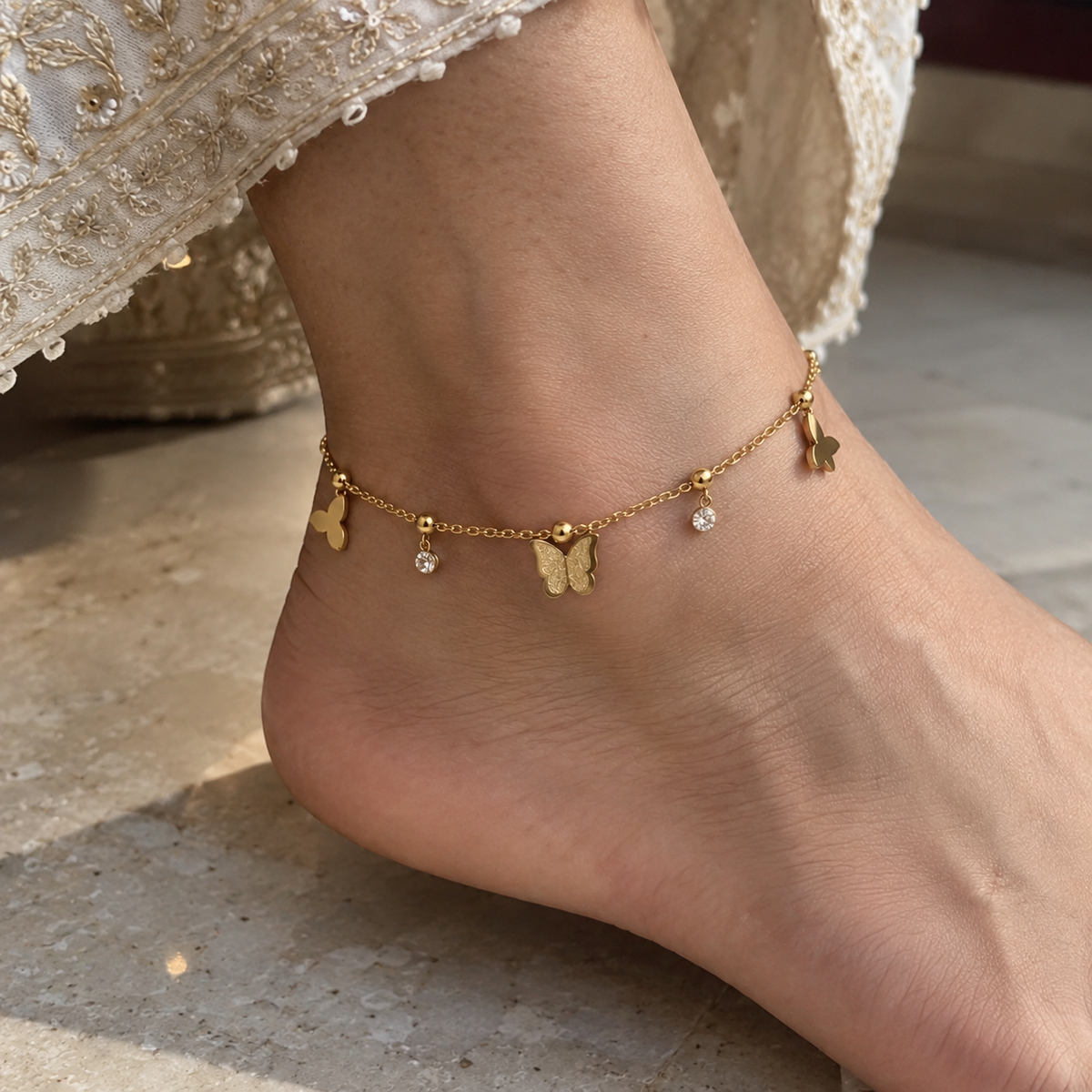 Butterfly Zircon Anklets