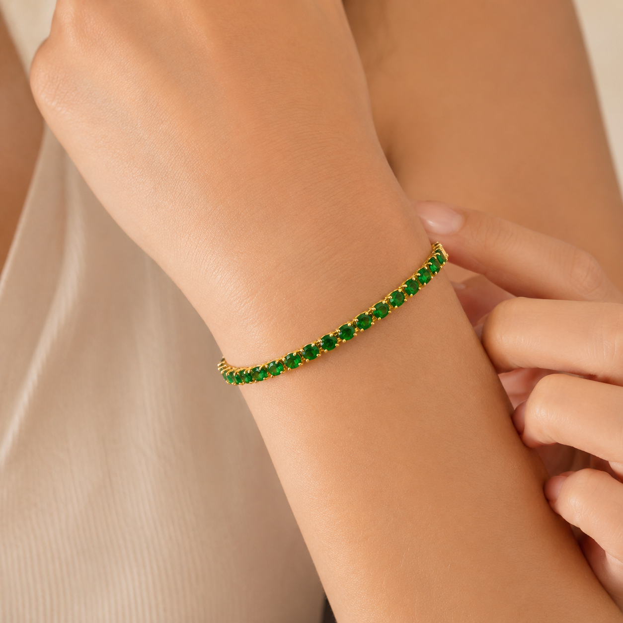 Green Tennis Bracelet