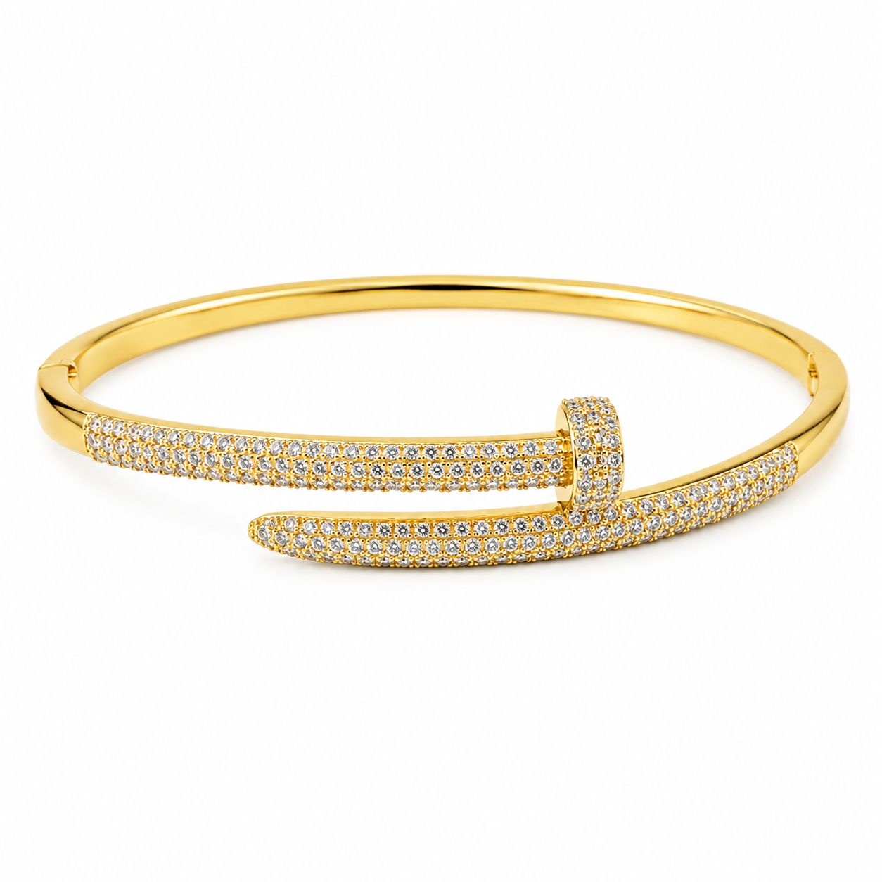 Zircon Studded Nail Bangle Bracelet