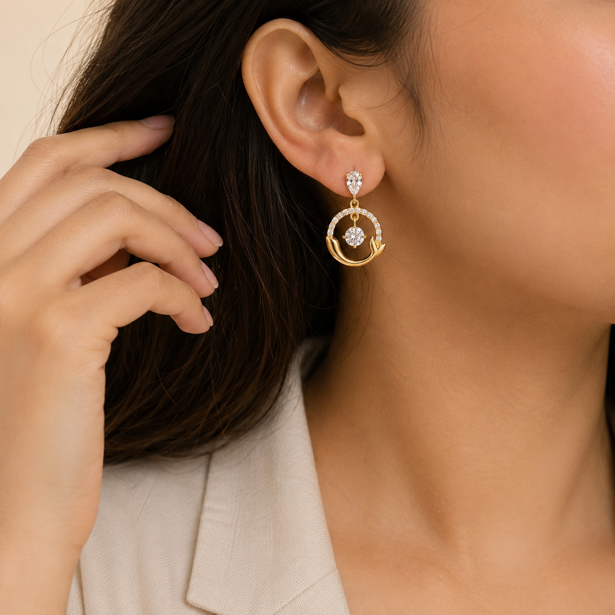 Dolphin Halo Earrings