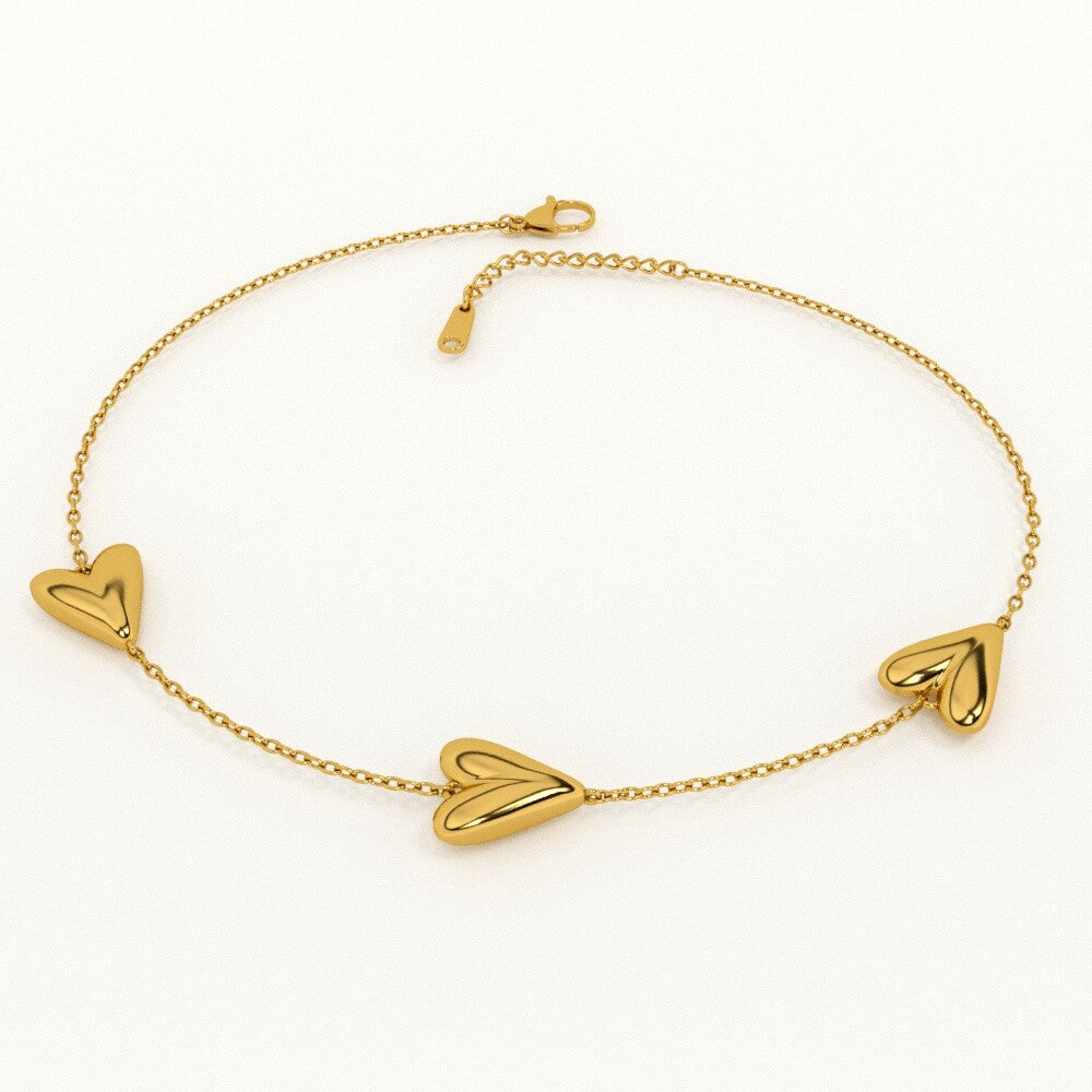 Triple Heart Anklets