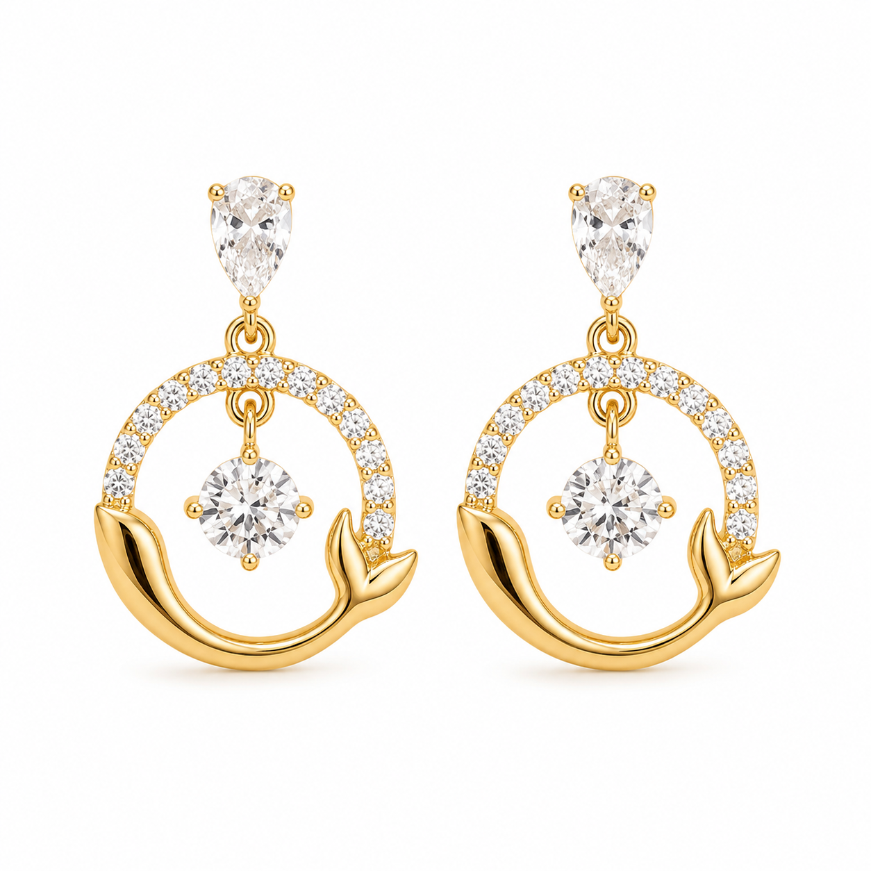 Dolphin Halo Earrings