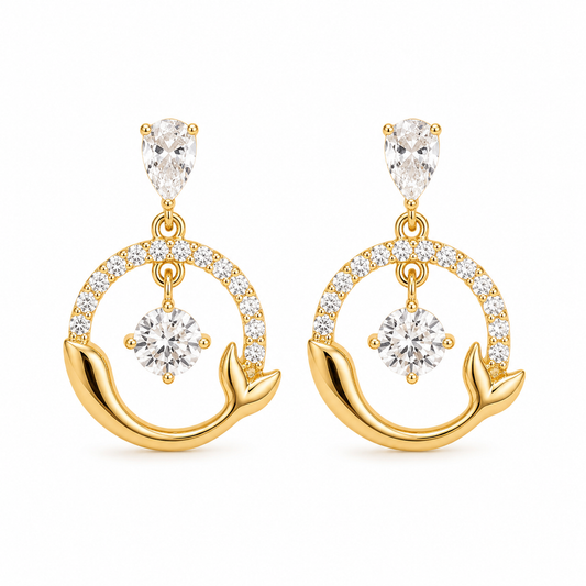 Dolphin Halo Earrings