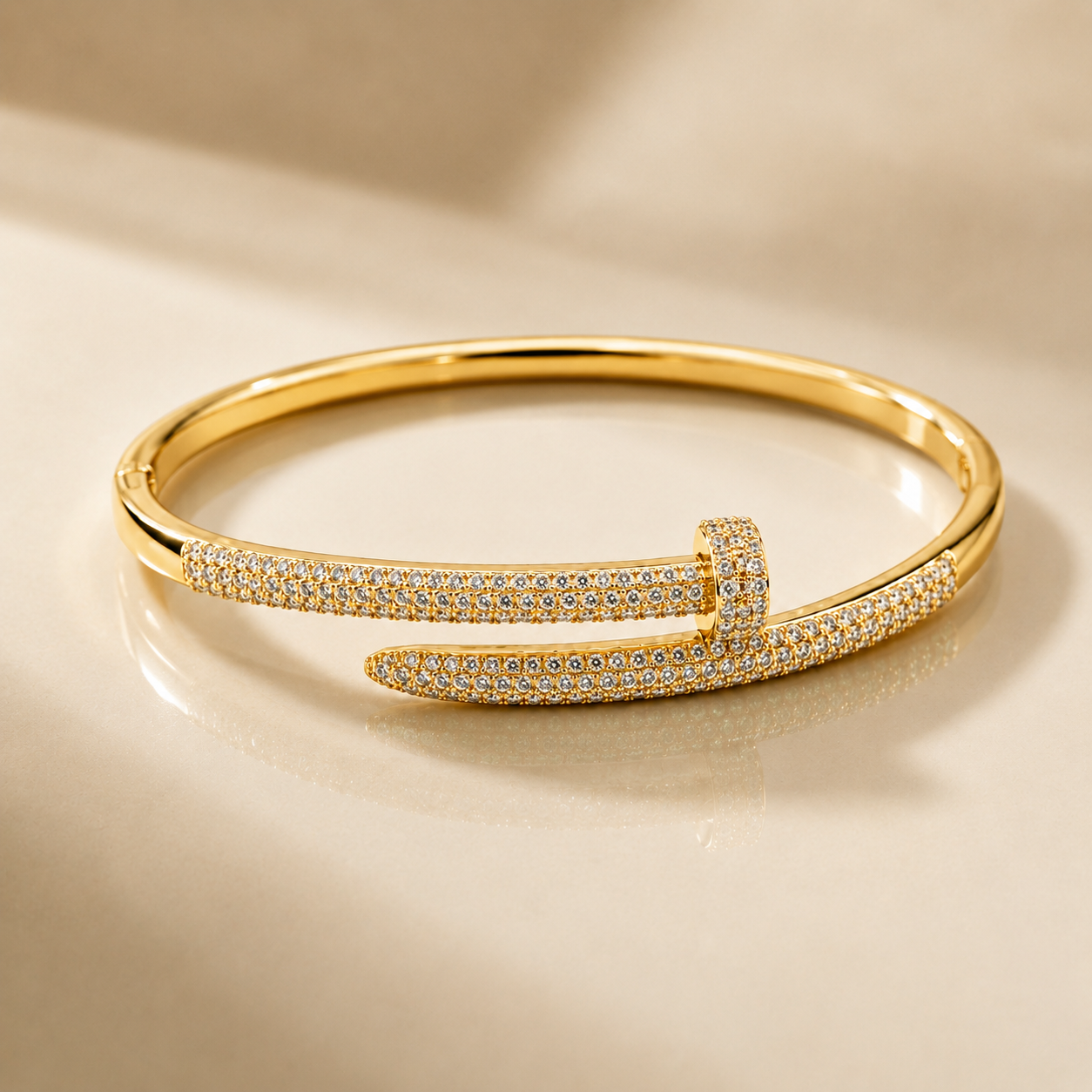 Zircon Studded Nail Bangle Bracelet